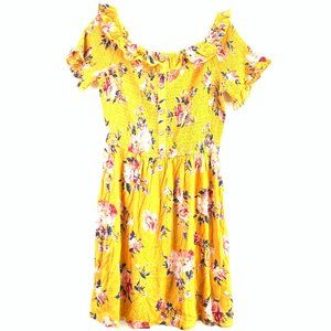 Xhilaration Yellow Floral Dress Medium #D1-105